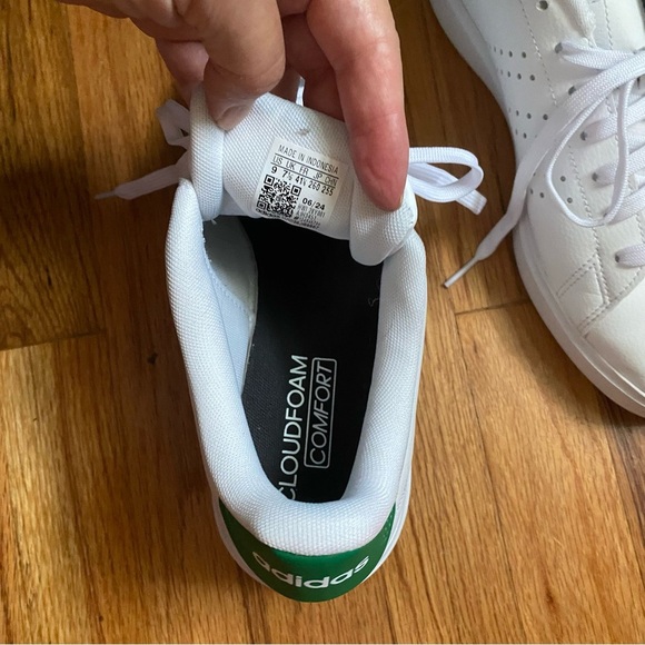 White Green Adidas Advantage 2.0 Classic Sneaker 9 Cloudfoam Comfort Preppy - Picture 7 of 13